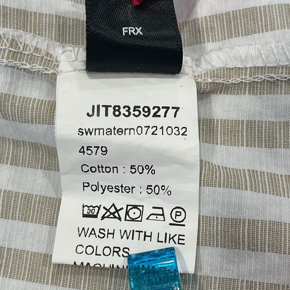 Maternity Flutter Tank Top Tie Back Backless White Tan Smocked Size Large - Picture 12 of 13